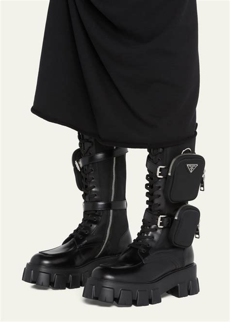 prada canvas combat boots|prada combat boots with pouches.